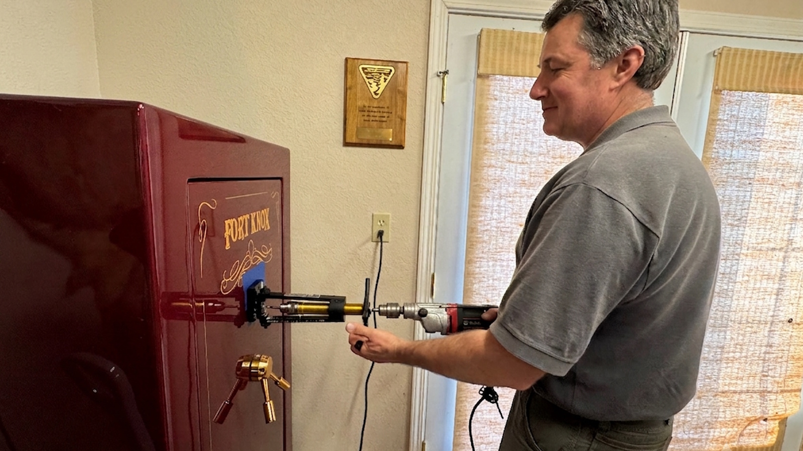 Locksmith performing safe drilling and lock servicing in Roseburg, OR